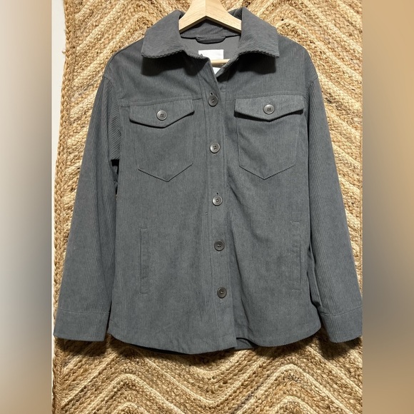 Avec Les Filles Jackets & Blazers - Anthropologie Avec Les Filles Women's Gray Corduroy Oversized Shacket,Size XS